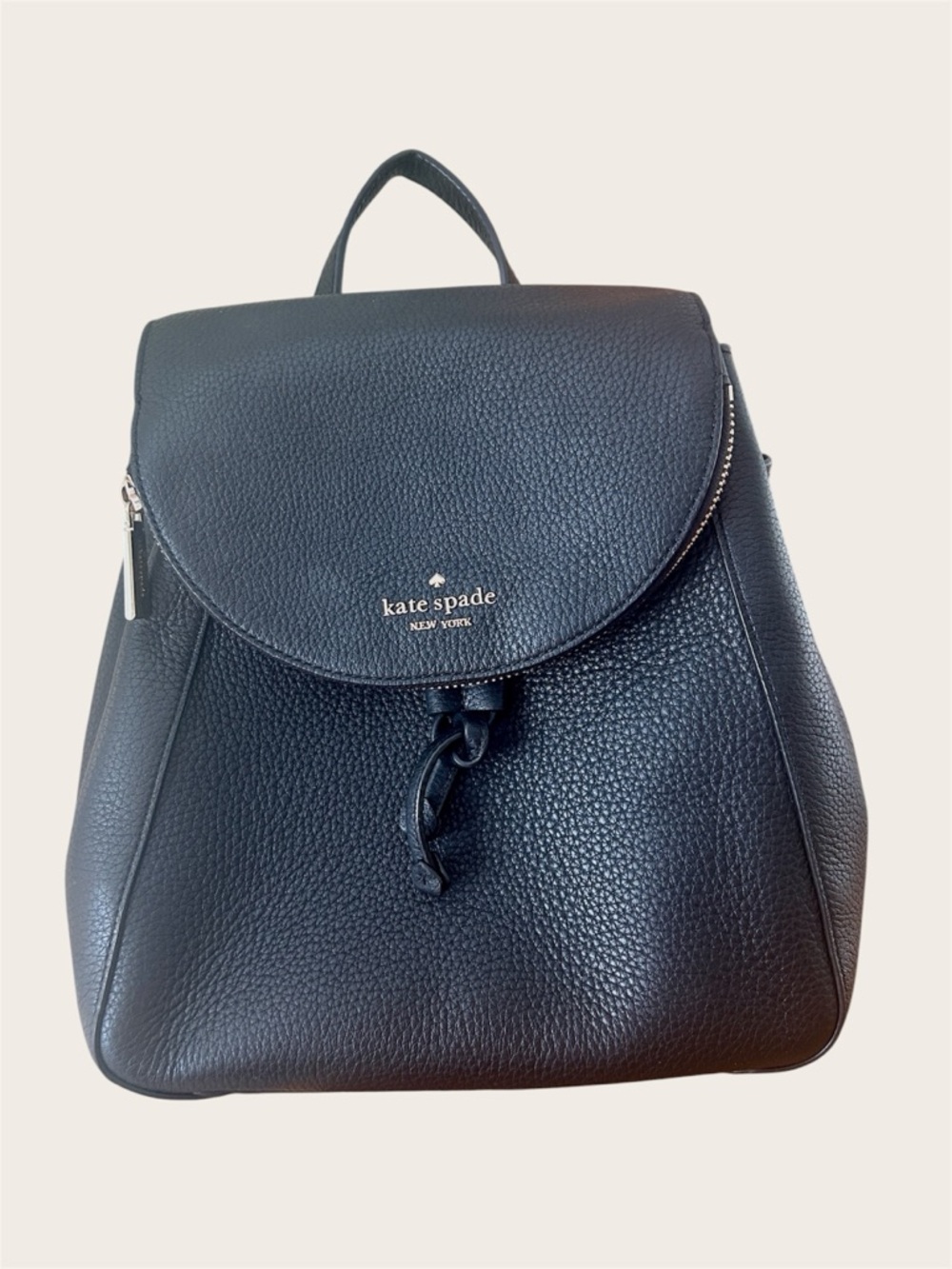 Kate Spade New York Lizzie Medium Flap Backpack - Black Saffiano Leather